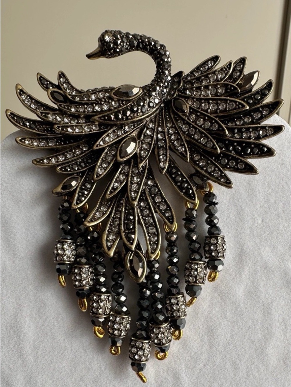 Heidi Daus large Rhinestone Swan Brooch